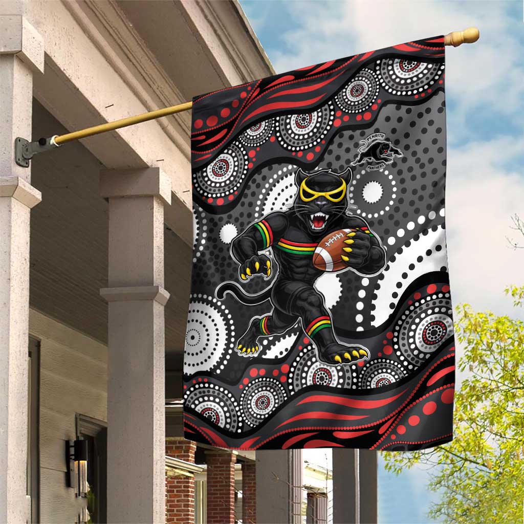 Penrith Panthers Garden Flag Aboriginal Dot Pattern - Rugby Mascot Heritage Pride