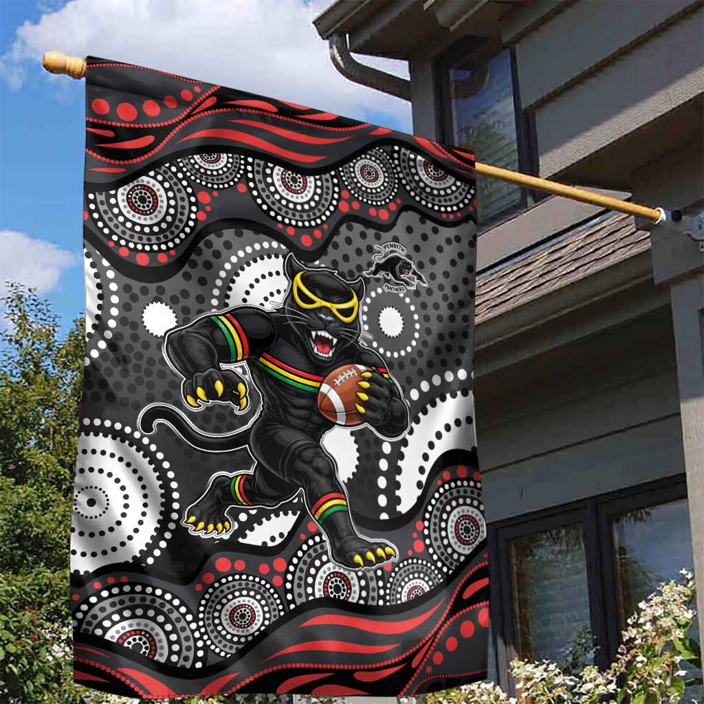 Penrith Panthers Garden Flag Aboriginal Dot Pattern - Rugby Mascot Heritage Pride