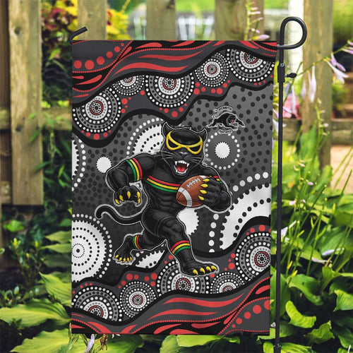 Penrith Panthers Garden Flag Aboriginal Dot Pattern - Rugby Mascot Heritage Pride