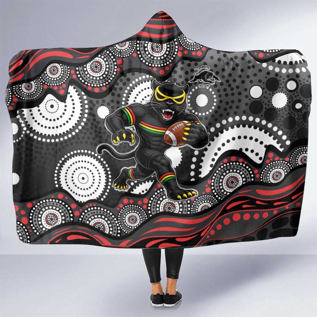 Penrith Panthers Hooded Blanket Aboriginal Dot Pattern - Rugby Mascot Heritage Pride