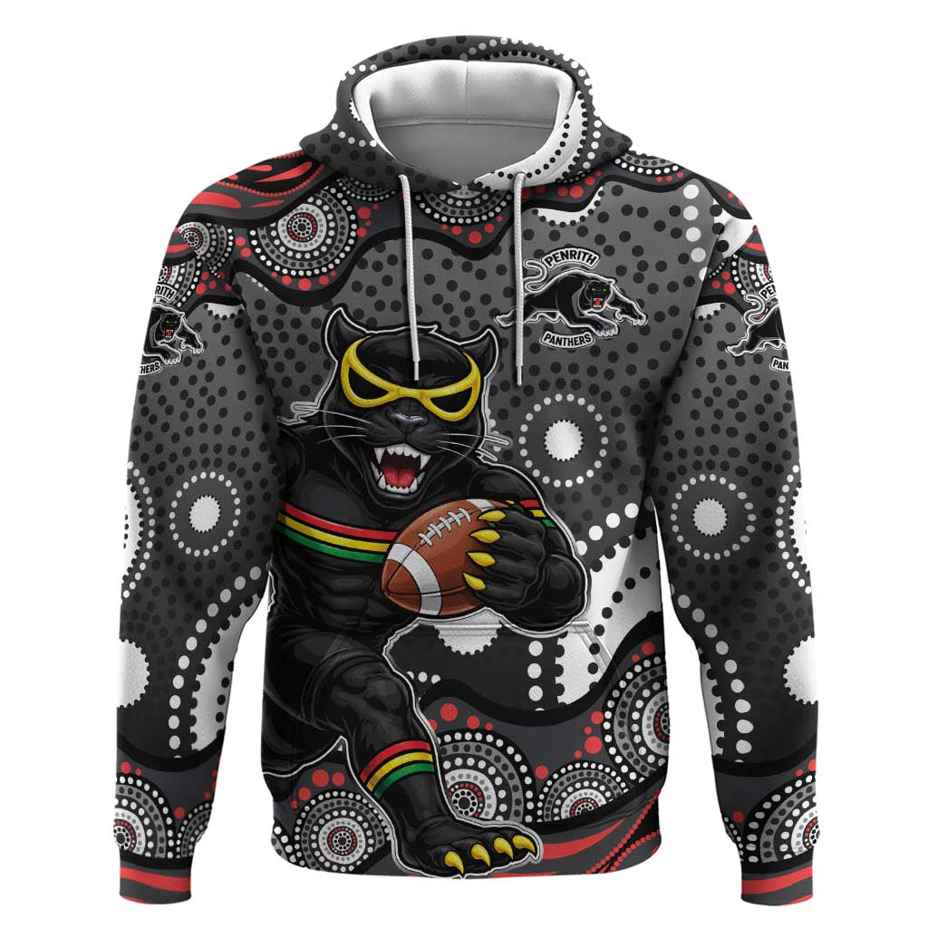 Penrith Panthers Hoodie Aboriginal Dot Pattern - Rugby Mascot Heritage Pride