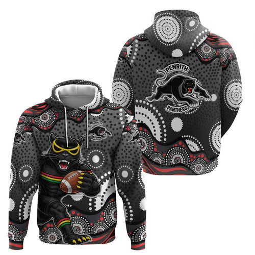 Penrith Panthers Hoodie Aboriginal Dot Pattern - Rugby Mascot Heritage Pride