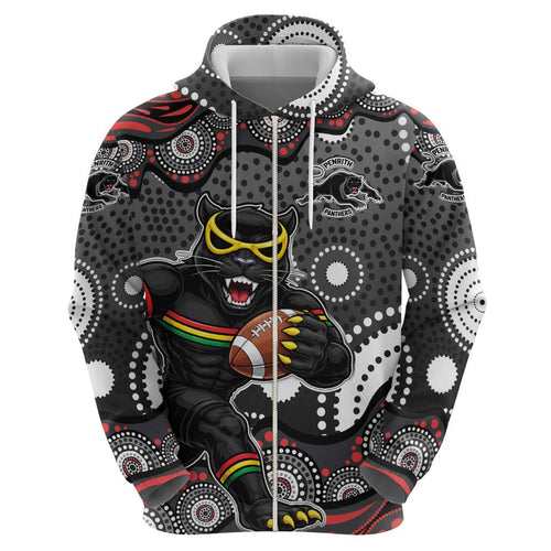 Penrith Panthers Hoodie Aboriginal Dot Pattern - Rugby Mascot Heritage Pride