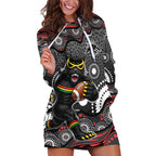 Penrith Panthers Hoodie Dress Aboriginal Dot Pattern - Rugby Mascot Heritage Pride