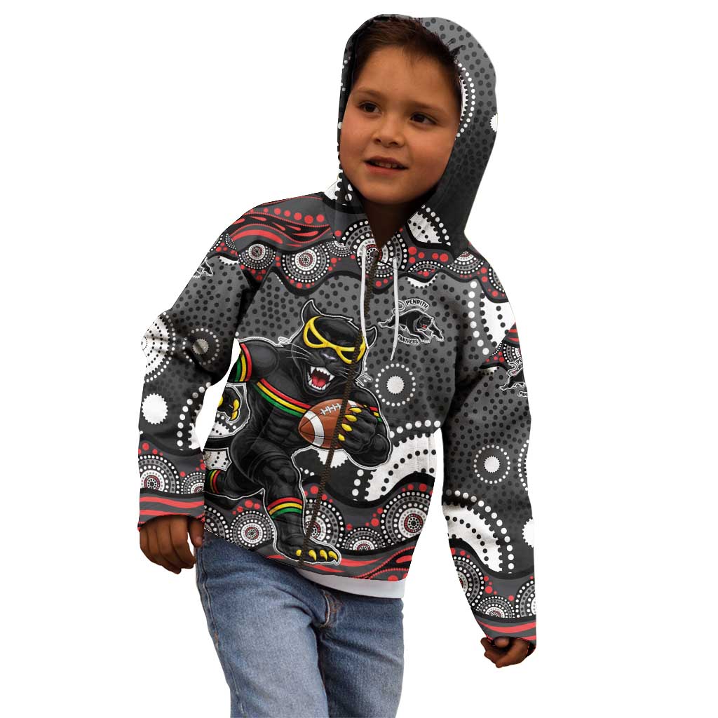 Penrith Panthers Kid Hoodie Aboriginal Dot Pattern - Rugby Mascot Heritage Pride
