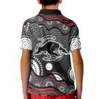 Penrith Panthers Kid Polo Shirt Aboriginal Dot Pattern - Rugby Mascot Heritage Pride