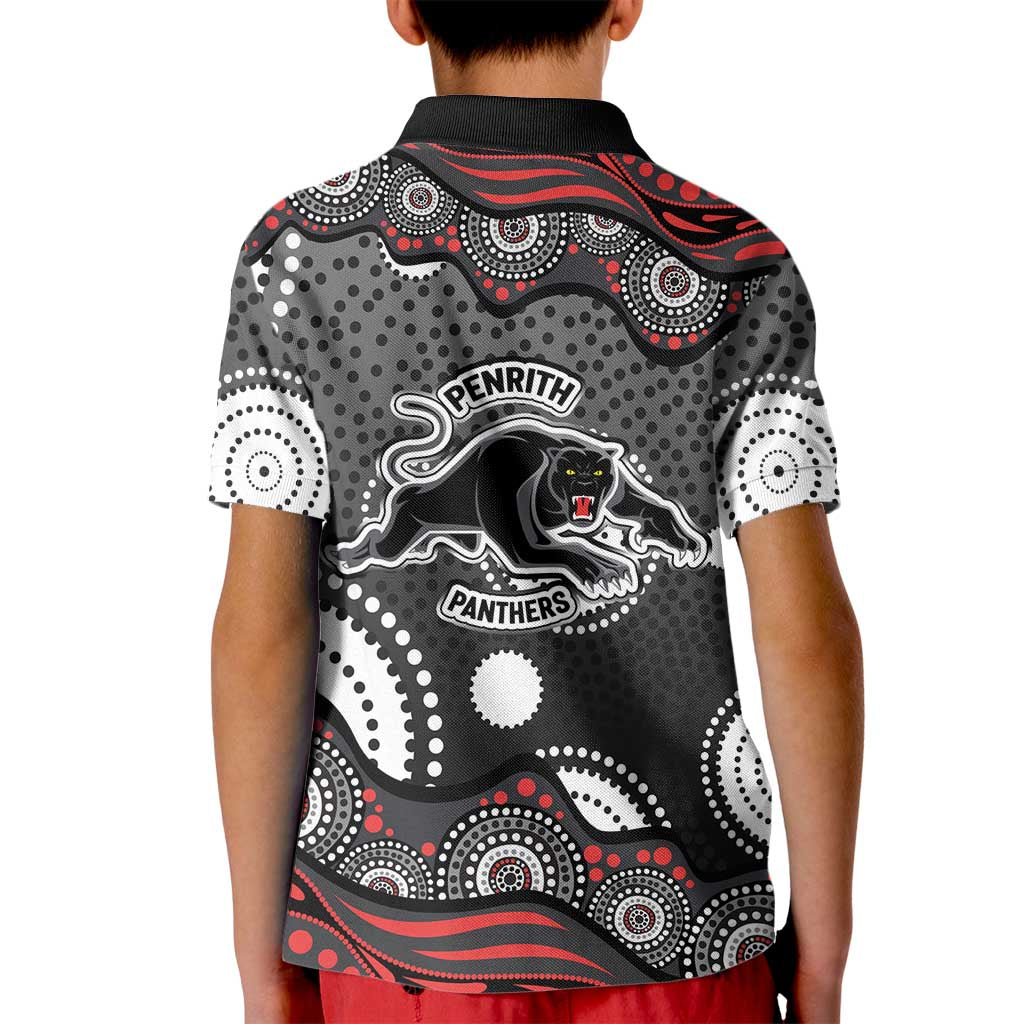 Penrith Panthers Kid Polo Shirt Aboriginal Dot Pattern - Rugby Mascot Heritage Pride