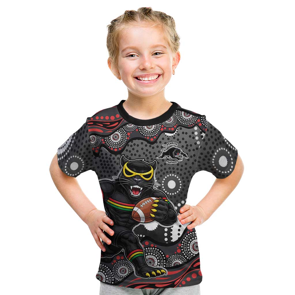 Penrith Panthers Kid T Shirt Aboriginal Dot Pattern - Rugby Mascot Heritage Pride