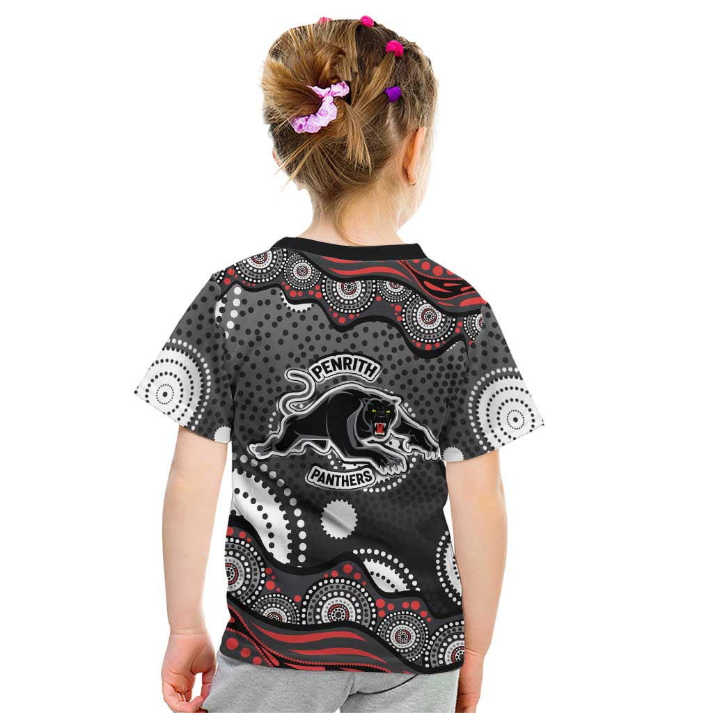Penrith Panthers Kid T Shirt Aboriginal Dot Pattern - Rugby Mascot Heritage Pride