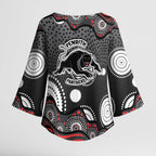 Penrith Panthers Kimono Sleeve Blouse Aboriginal Dot Pattern - Rugby Mascot Heritage Pride