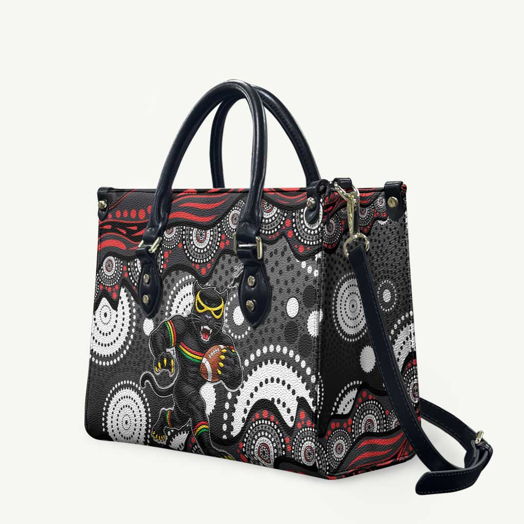 Penrith Panthers Leather Bag Aboriginal Dot Pattern - Rugby Mascot Heritage Pride