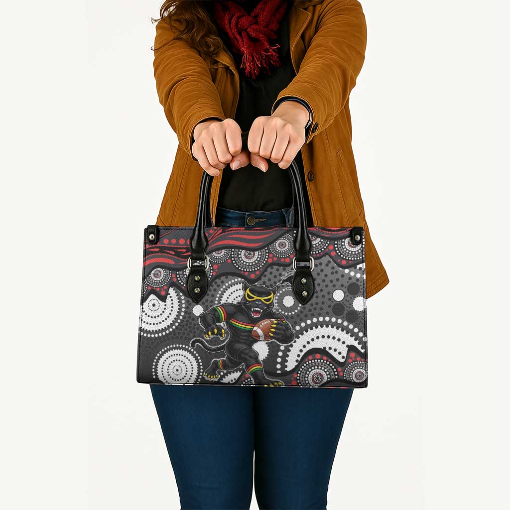 Penrith Panthers Leather Bag Aboriginal Dot Pattern - Rugby Mascot Heritage Pride