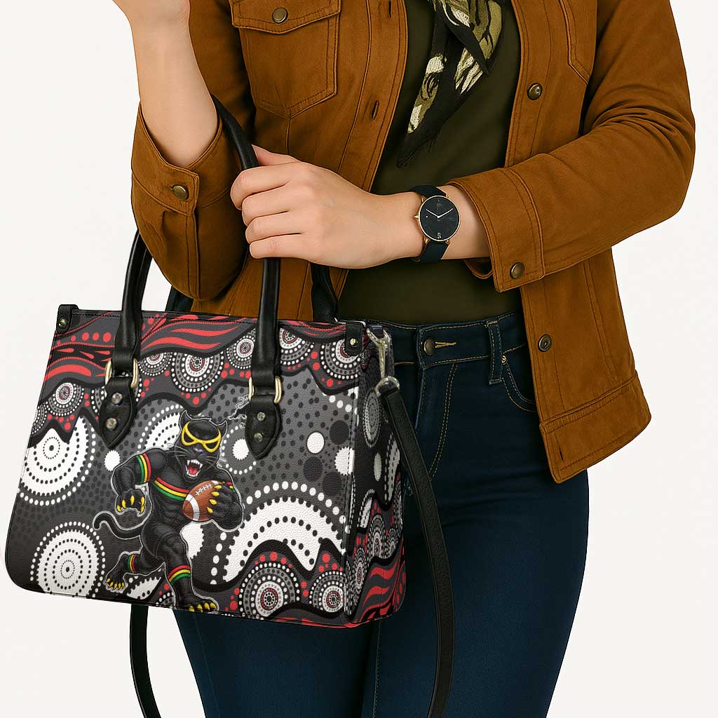 Penrith Panthers Leather Bag Aboriginal Dot Pattern - Rugby Mascot Heritage Pride