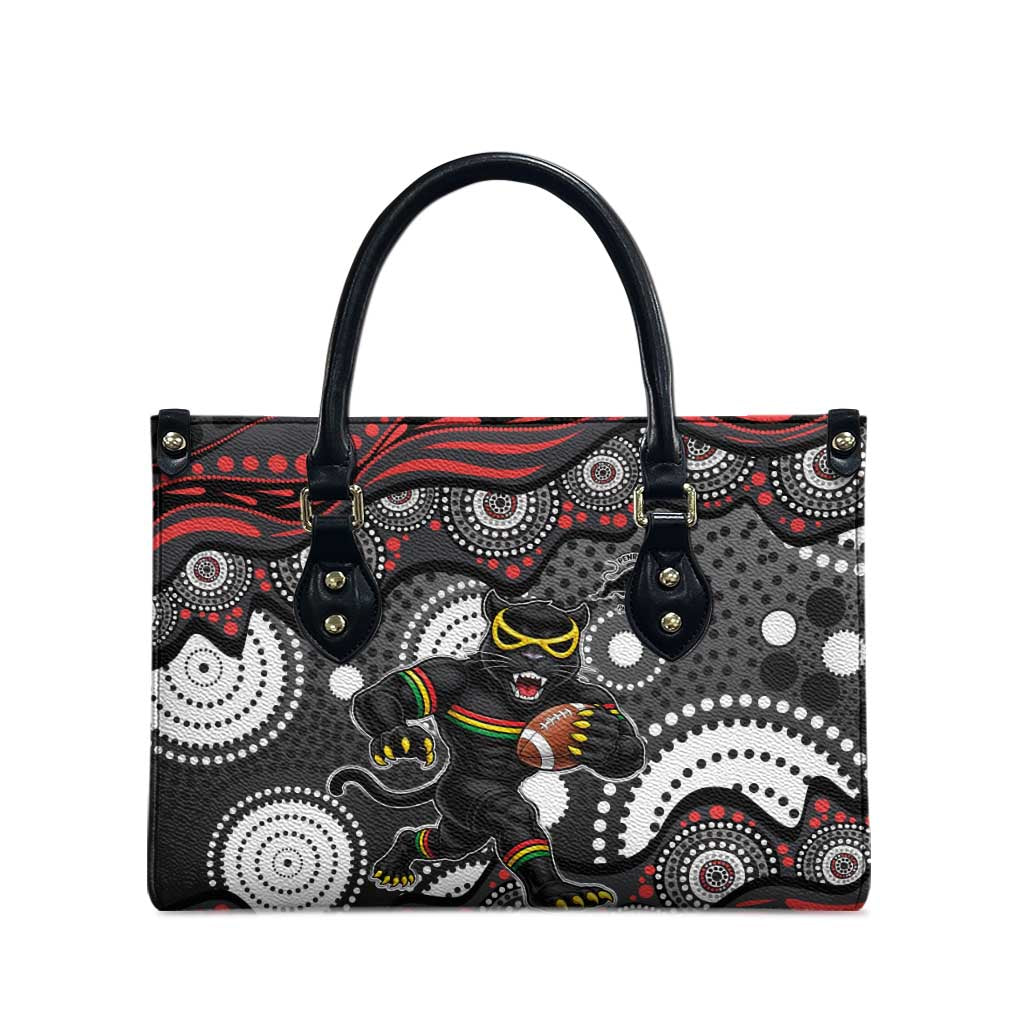 Penrith Panthers Leather Bag Aboriginal Dot Pattern - Rugby Mascot Heritage Pride