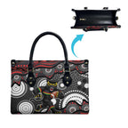 Penrith Panthers Leather Bag Aboriginal Dot Pattern - Rugby Mascot Heritage Pride