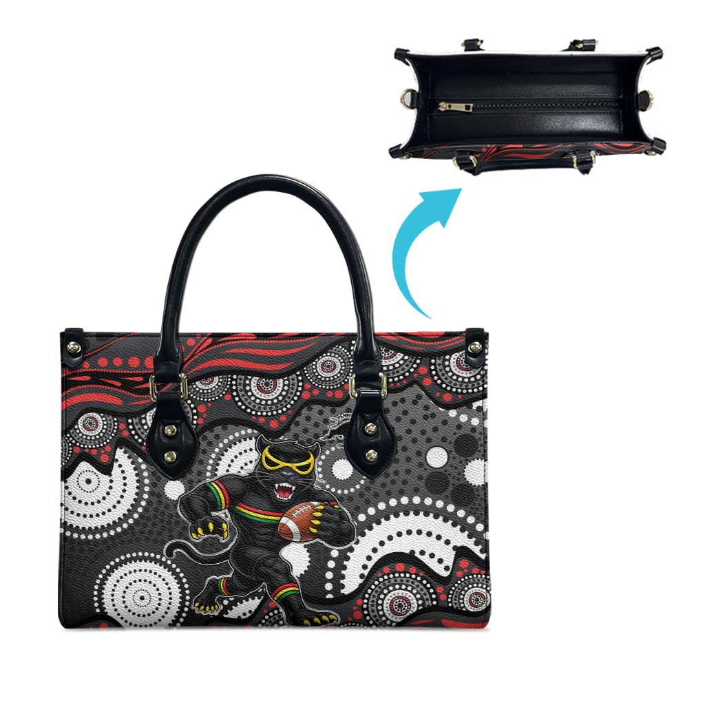 Penrith Panthers Leather Bag Aboriginal Dot Pattern - Rugby Mascot Heritage Pride