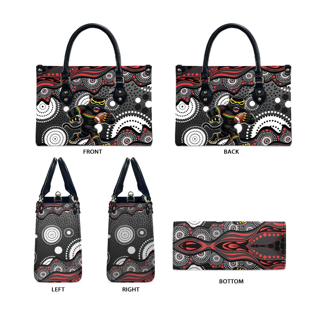 Penrith Panthers Leather Bag Aboriginal Dot Pattern - Rugby Mascot Heritage Pride