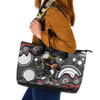 Penrith Panthers Leather Tote Bag Aboriginal Dot Pattern - Rugby Mascot Heritage Pride