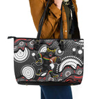 Penrith Panthers Leather Tote Bag Aboriginal Dot Pattern - Rugby Mascot Heritage Pride