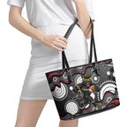 Penrith Panthers Leather Tote Bag Aboriginal Dot Pattern - Rugby Mascot Heritage Pride