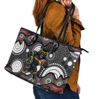 Penrith Panthers Leather Tote Bag Aboriginal Dot Pattern - Rugby Mascot Heritage Pride