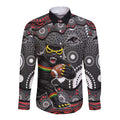 Penrith Panthers Long Sleeve Button Shirt Aboriginal Dot Pattern - Rugby Mascot Heritage Pride