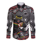 Penrith Panthers Long Sleeve Button Shirt Aboriginal Dot Pattern - Rugby Mascot Heritage Pride