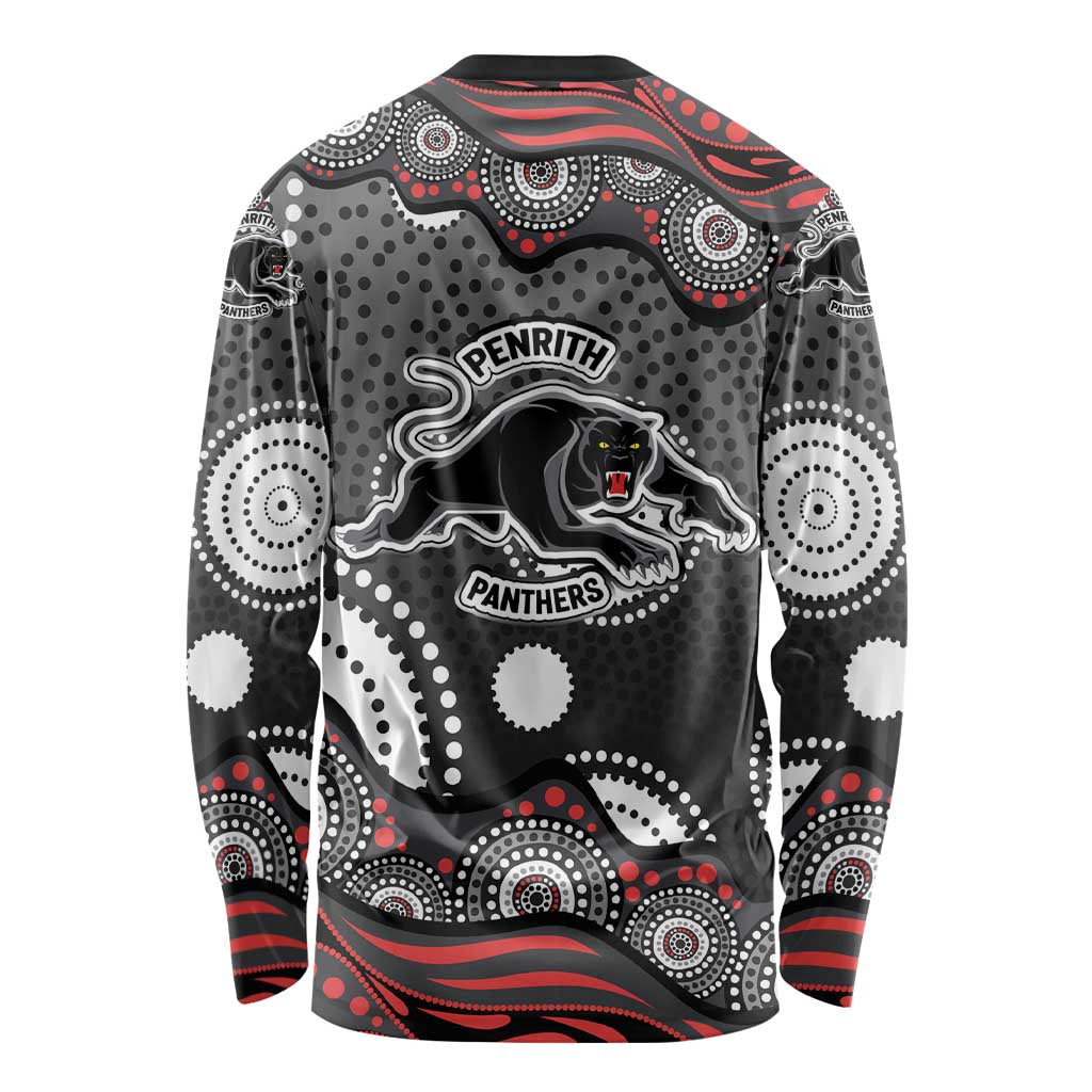 Penrith Panthers Long Sleeve Shirt Aboriginal Dot Pattern - Rugby Mascot Heritage Pride