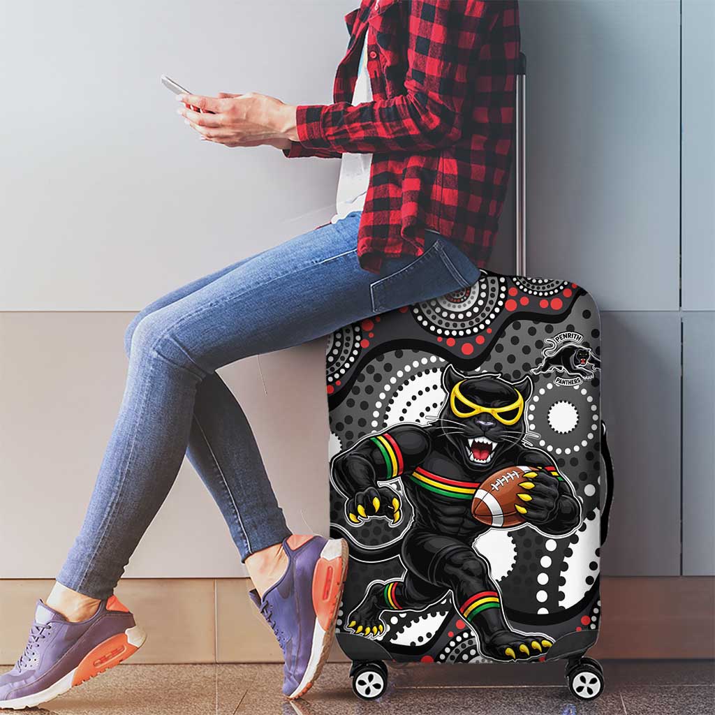 Penrith Panthers Luggage Cover Aboriginal Dot Pattern - Rugby Mascot Heritage Pride
