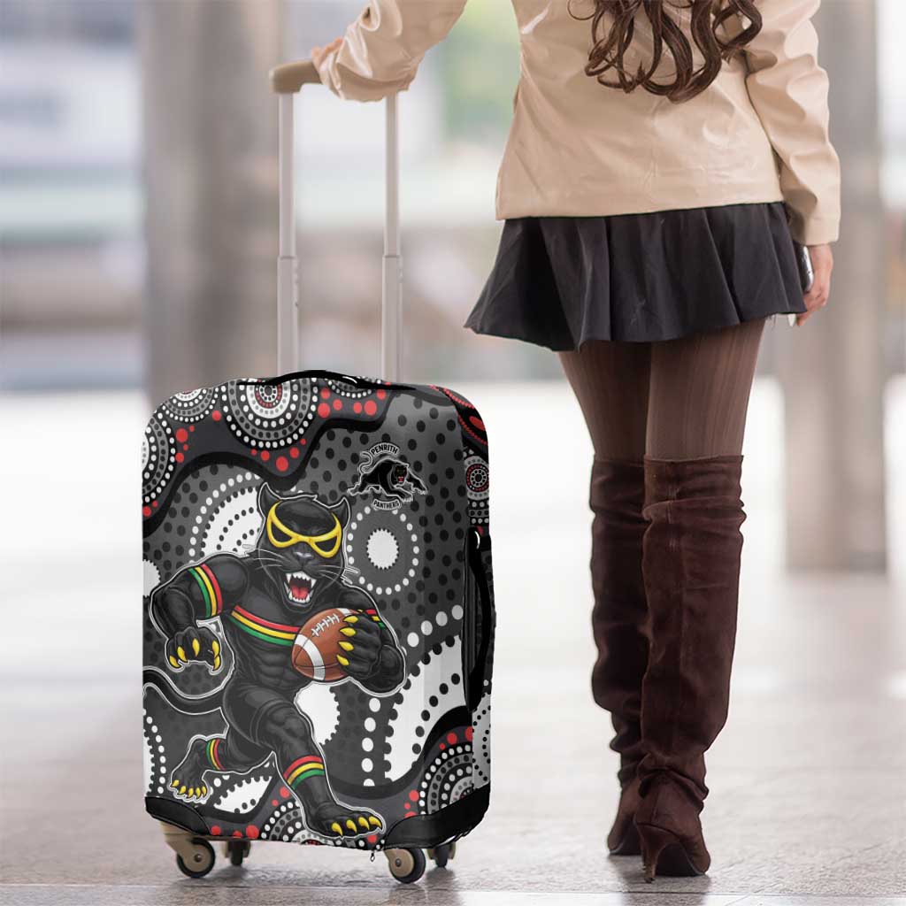 Penrith Panthers Luggage Cover Aboriginal Dot Pattern - Rugby Mascot Heritage Pride