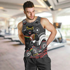 Penrith Panthers Men Tank Top Aboriginal Dot Pattern - Rugby Mascot Heritage Pride