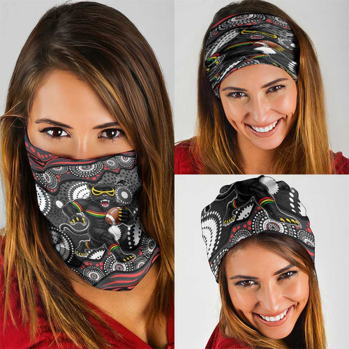 Penrith Panthers Neck Gaiter Aboriginal Dot Pattern - Rugby Mascot Heritage Pride