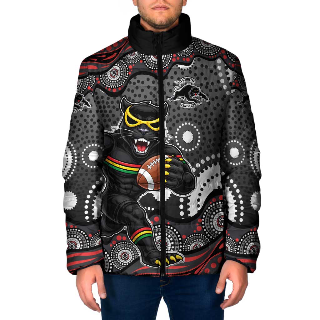 Penrith Panthers Padded Jacket Aboriginal Dot Pattern - Rugby Mascot Heritage Pride