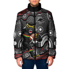 Penrith Panthers Padded Jacket Aboriginal Dot Pattern - Rugby Mascot Heritage Pride
