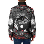 Penrith Panthers Padded Jacket Aboriginal Dot Pattern - Rugby Mascot Heritage Pride