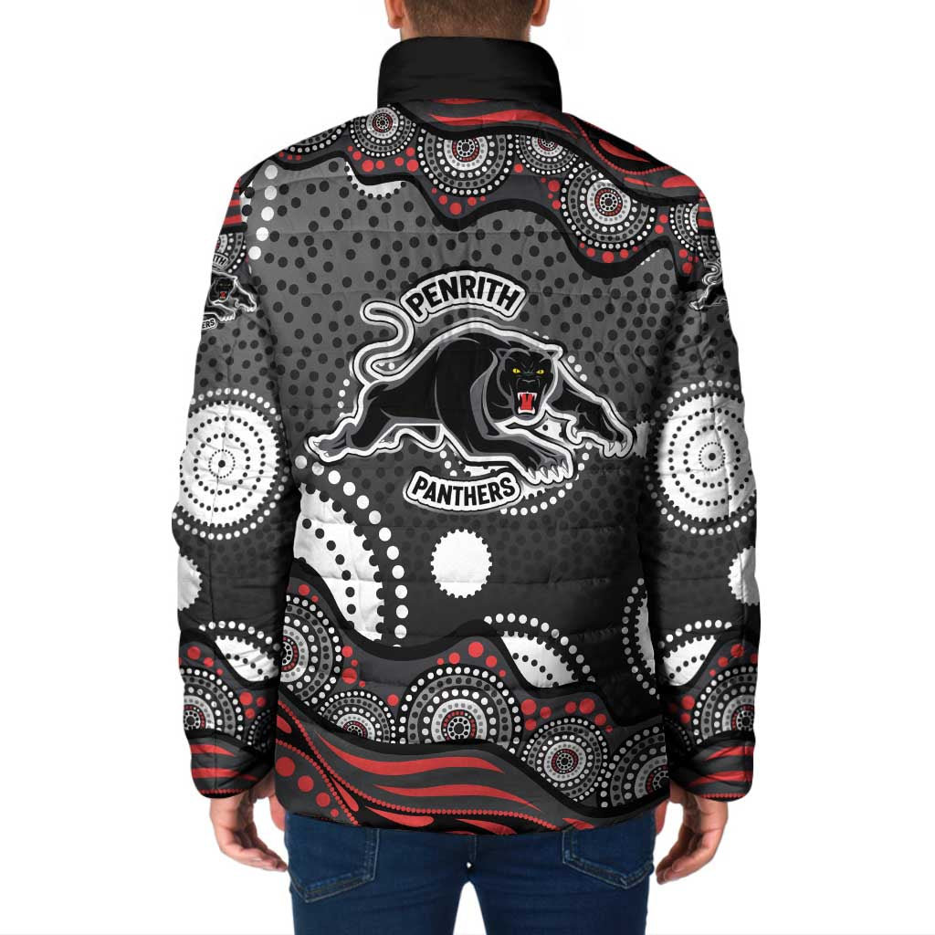 Penrith Panthers Padded Jacket Aboriginal Dot Pattern - Rugby Mascot Heritage Pride