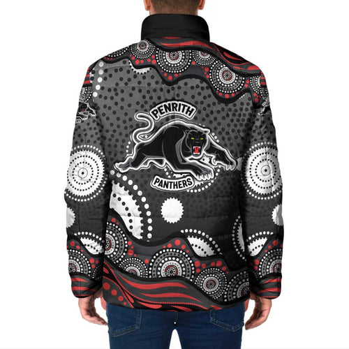 Penrith Panthers Padded Jacket Aboriginal Dot Pattern - Rugby Mascot Heritage Pride
