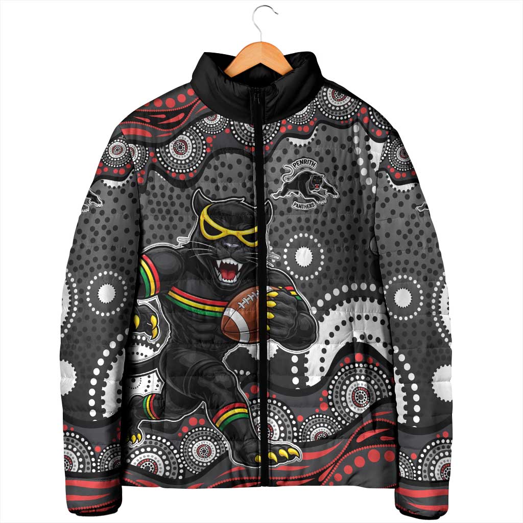 Penrith Panthers Padded Jacket Aboriginal Dot Pattern - Rugby Mascot Heritage Pride