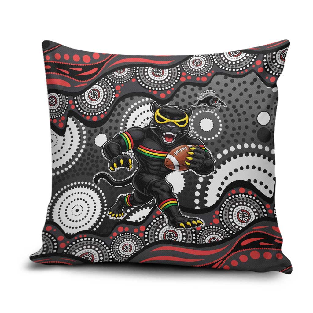 Penrith Panthers Pillow Cover Aboriginal Dot Pattern - Rugby Mascot Heritage Pride