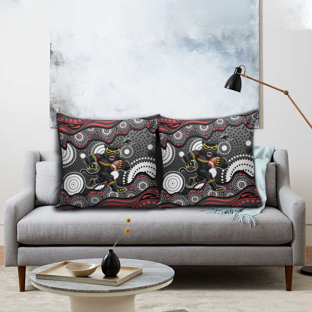 Penrith Panthers Pillow Cover Aboriginal Dot Pattern - Rugby Mascot Heritage Pride