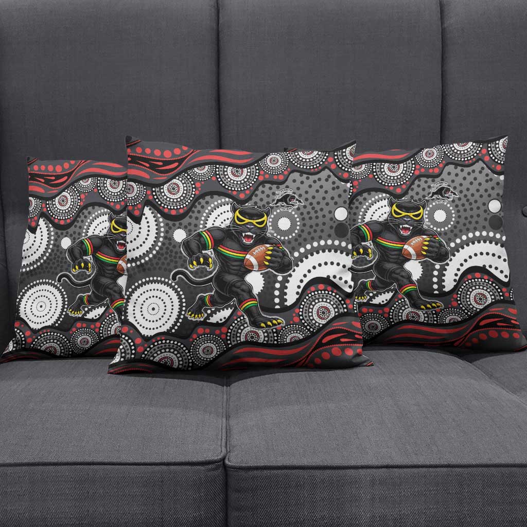 Penrith Panthers Pillow Cover Aboriginal Dot Pattern - Rugby Mascot Heritage Pride