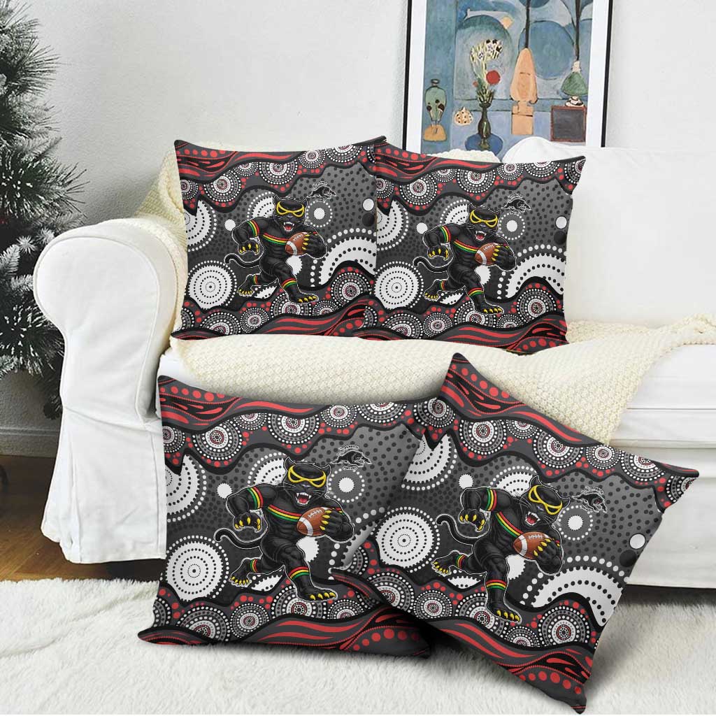 Penrith Panthers Pillow Cover Aboriginal Dot Pattern - Rugby Mascot Heritage Pride