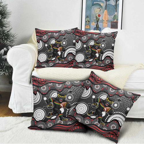 Penrith Panthers Pillow Cover Aboriginal Dot Pattern - Rugby Mascot Heritage Pride