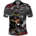 Penrith Panthers Polo Shirt Aboriginal Dot Pattern - Rugby Mascot Heritage Pride