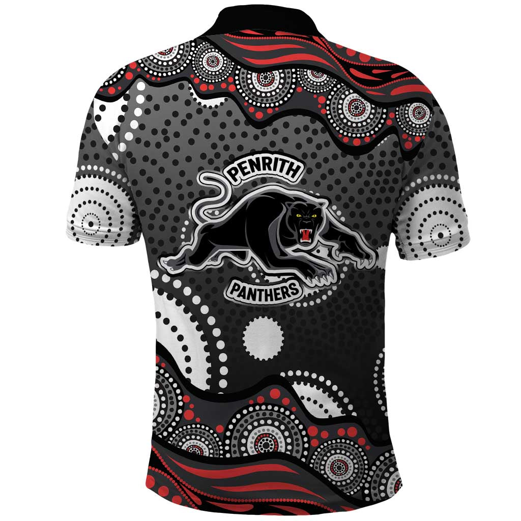 Penrith Panthers Polo Shirt Aboriginal Dot Pattern - Rugby Mascot Heritage Pride