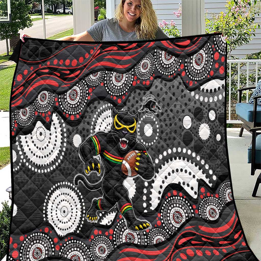 Penrith Panthers Quilt Aboriginal Dot Pattern - Rugby Mascot Heritage Pride