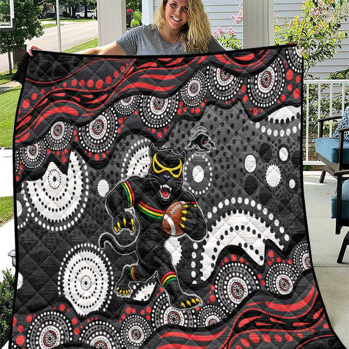 Penrith Panthers Quilt Aboriginal Dot Pattern - Rugby Mascot Heritage Pride