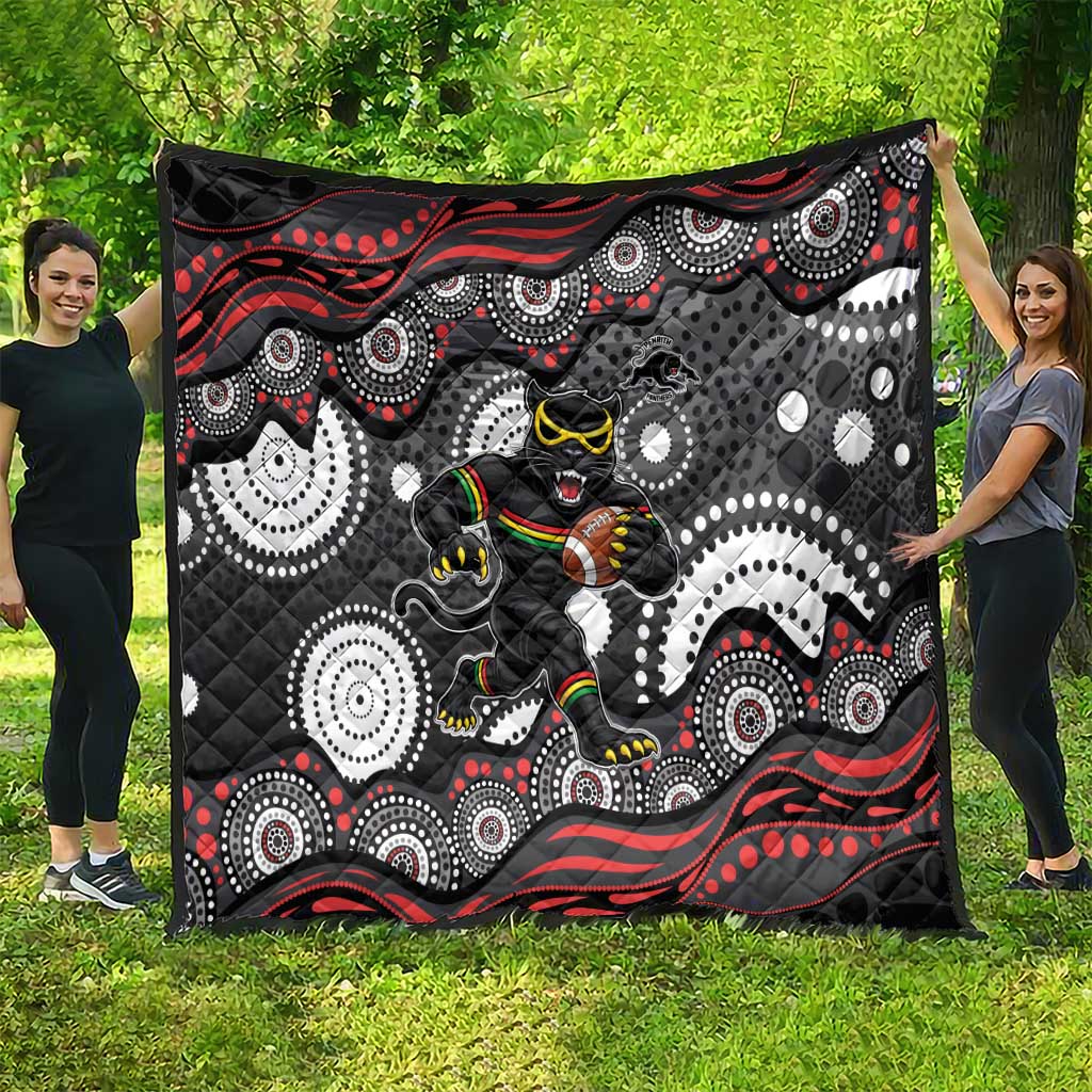 Penrith Panthers Quilt Aboriginal Dot Pattern - Rugby Mascot Heritage Pride