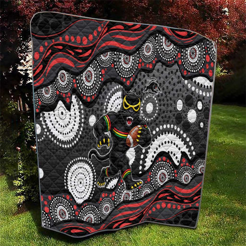 Penrith Panthers Quilt Aboriginal Dot Pattern - Rugby Mascot Heritage Pride