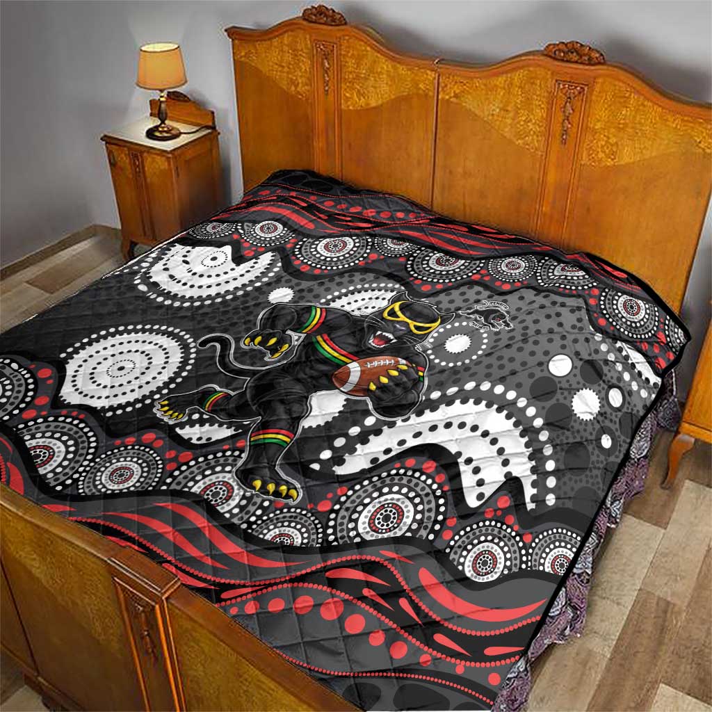 Penrith Panthers Quilt Aboriginal Dot Pattern - Rugby Mascot Heritage Pride